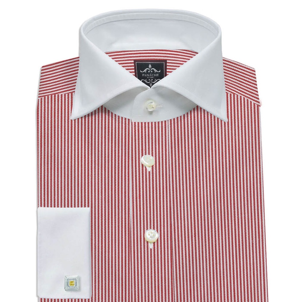 Pink and White Dress Shirt with Spread Collar